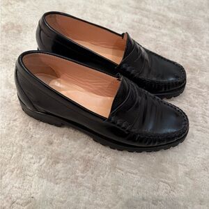 J. Crew Black Leather Loafers for Women